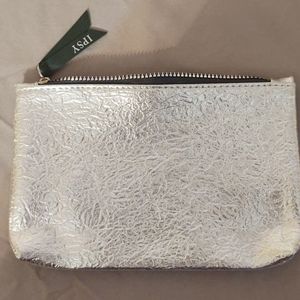 Silver makeup bag